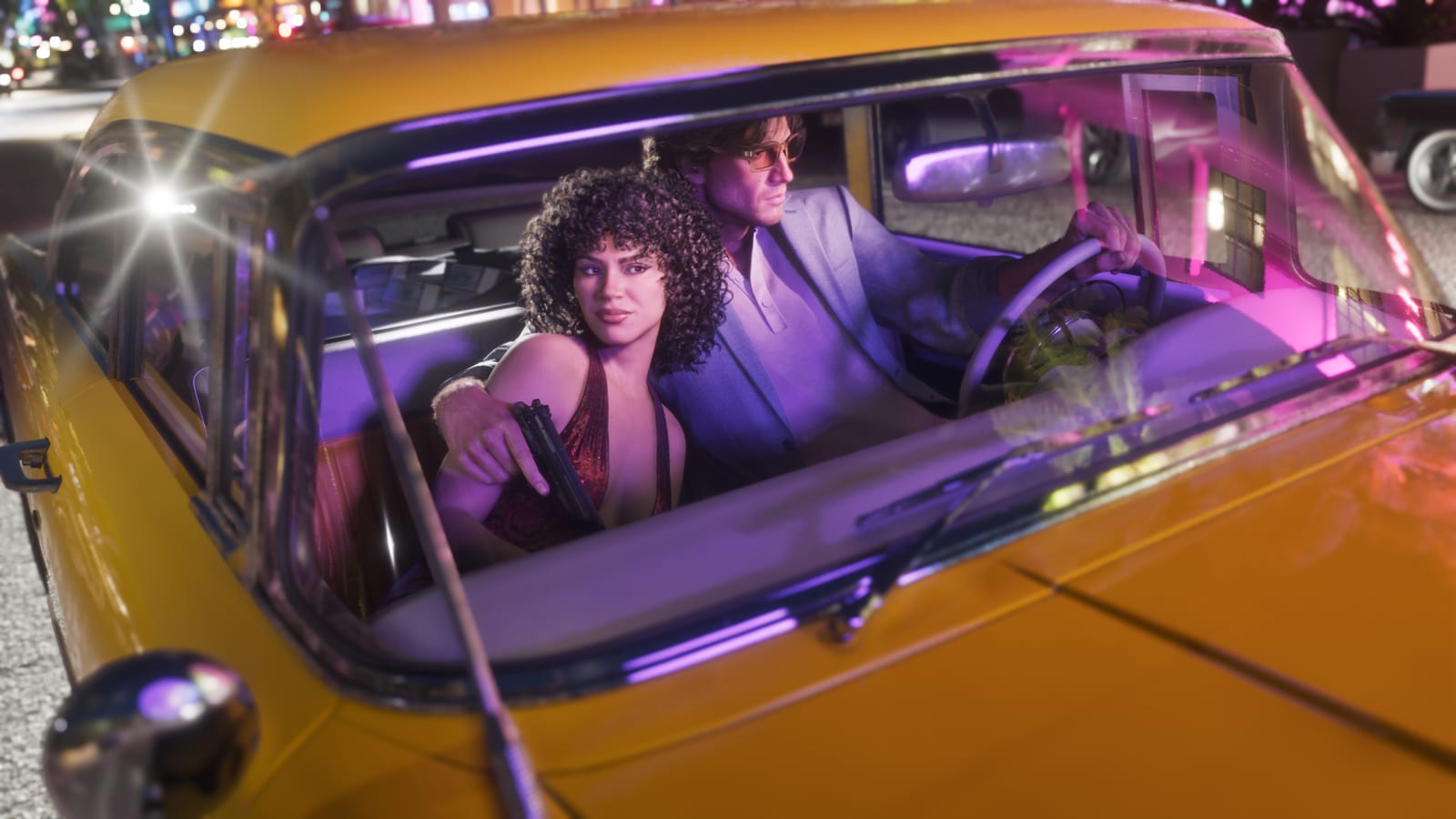 Vapid Stanier von 1955 bei Nacht mit zwei Insassen in Vice City